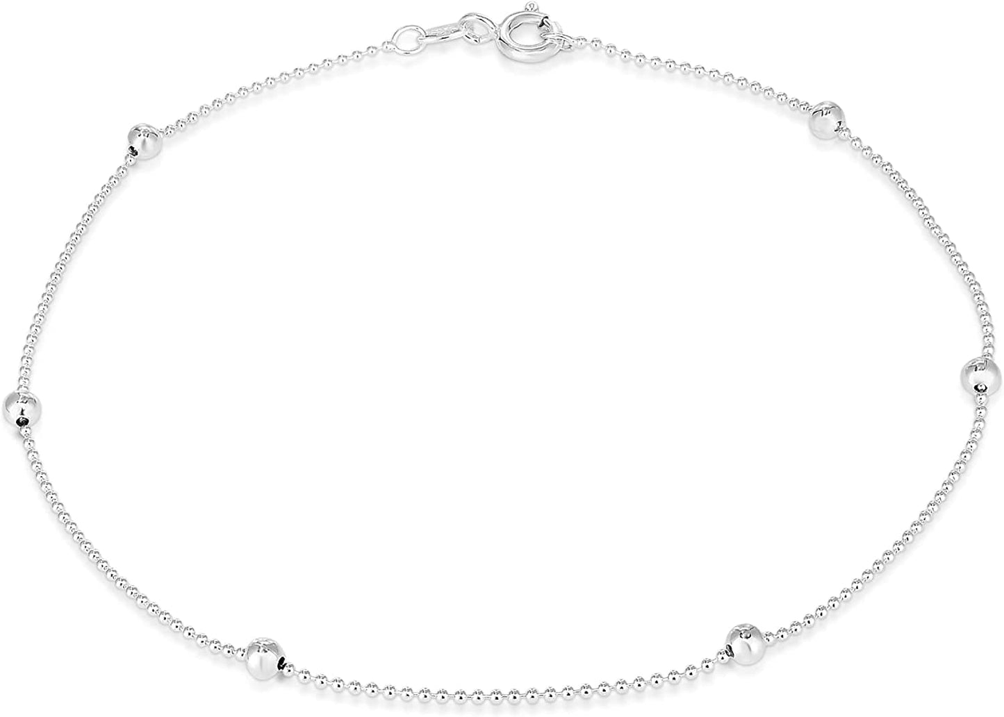 925 Sterling Silver Anklets for Women, Ankle Bracelets for Women, Basic Chain Link Anklets for Women, Girls Anklets, Beach Anklets, Bead Anklet, Summer Jewelry, 10 Inch Anklet Apparel & Accessories > Jewelry > Anklets Verona Jewelers BEAD/W 3MMBALL  