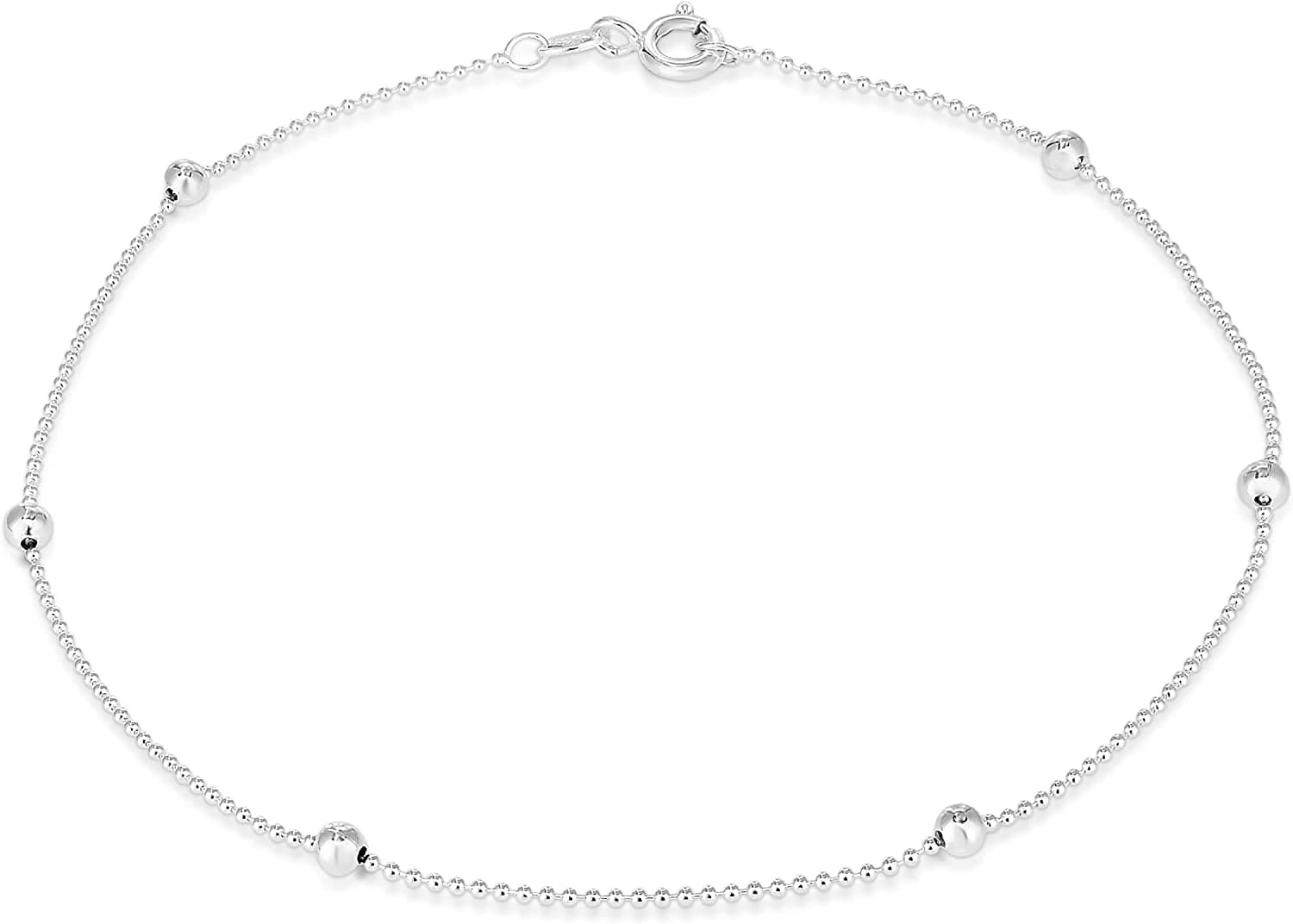 925 Sterling Silver Anklets for Women, Ankle Bracelets for Women, Basic Chain Link Anklets for Women, Girls Anklets, Beach Anklets, Bead Anklet, Summer Jewelry, 10 Inch Anklet Apparel & Accessories > Jewelry > Anklets Verona Jewelers BEAD/W 3MMBALL  