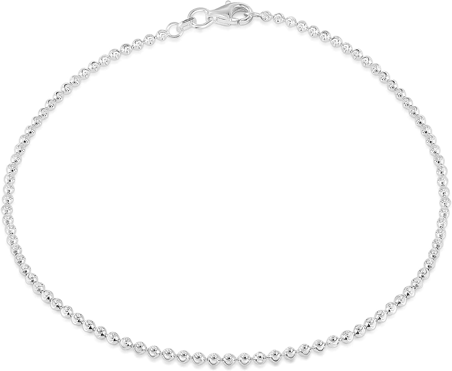 925 Sterling Silver Anklets for Women, Ankle Bracelets for Women, Basic Chain Link Anklets for Women, Girls Anklets, Beach Anklets, Bead Anklet, Summer Jewelry, 10 Inch Anklet Apparel & Accessories > Jewelry > Anklets Verona Jewelers MOON BEAD  