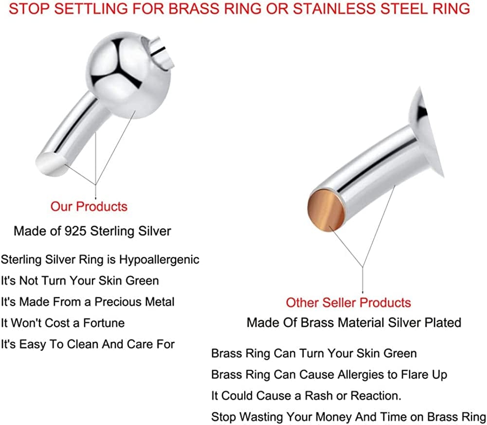 925 Sterling Silver anti Anxiety Ring for Women Men Fidget Rings for Anxiety Anxiety Ring with Beads Spinner Ring for Anxiety Spinning Ring