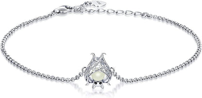 925 Sterling Silver Bat Necklace Earrings Bracelet Cute Animal Glowing in the Dark Halloween Jewelry Gift for Women Girl Bracelet