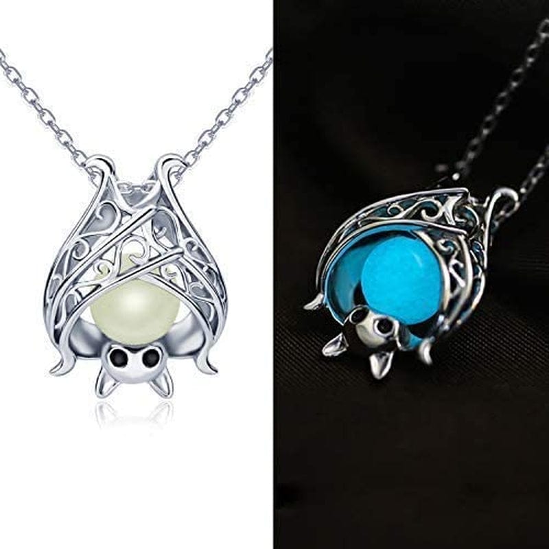 925 Sterling Silver Bat Necklace Earrings Bracelet Cute Animal Glowing in the Dark Halloween Jewelry Gift for Women Girl