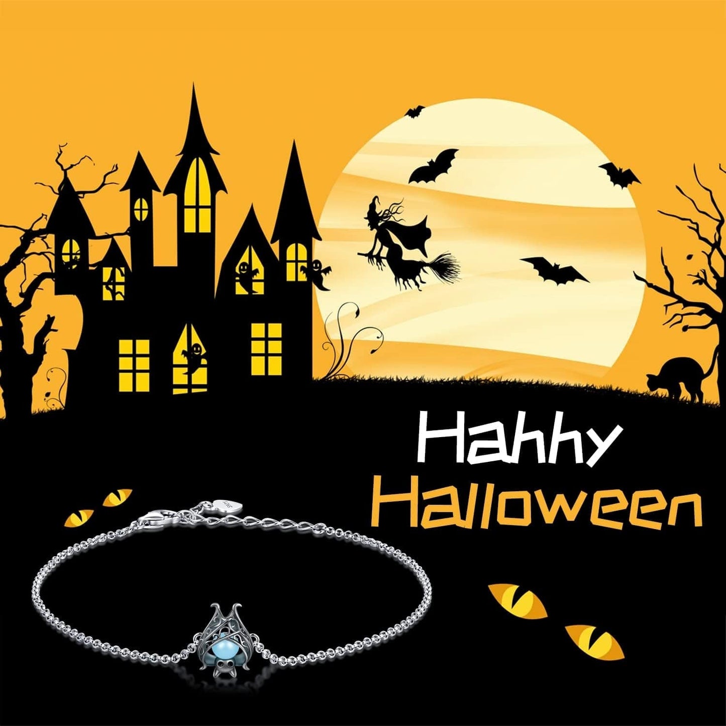 925 Sterling Silver Bat Necklace Earrings Bracelet Cute Animal Glowing in the Dark Halloween Jewelry Gift for Women Girl Apparel & Accessories > Jewelry > Bracelets APOTIE   