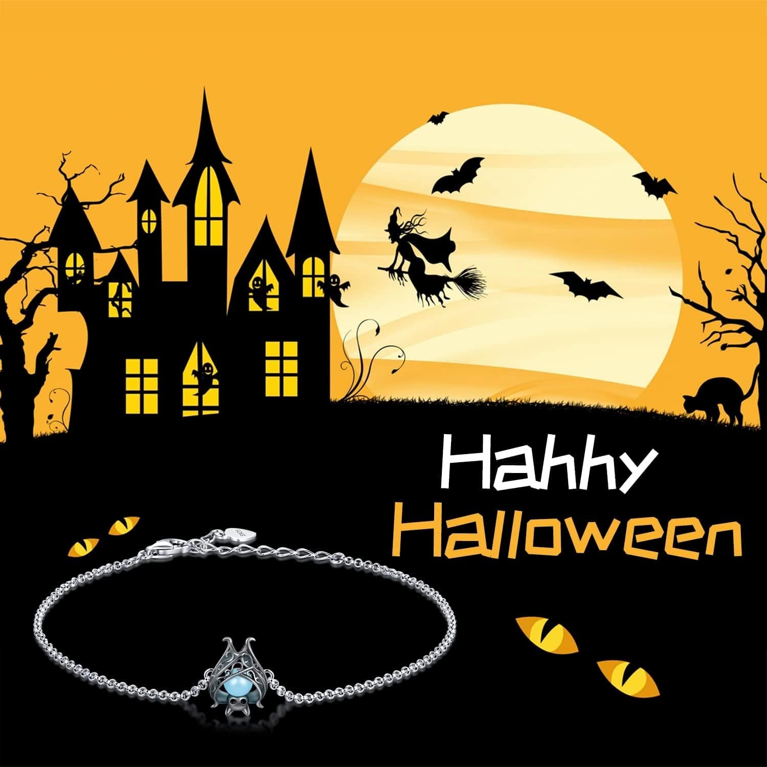 925 Sterling Silver Bat Necklace Earrings Bracelet Cute Animal Glowing in the Dark Halloween Jewelry Gift for Women Girl Apparel & Accessories > Jewelry > Bracelets APOTIE   