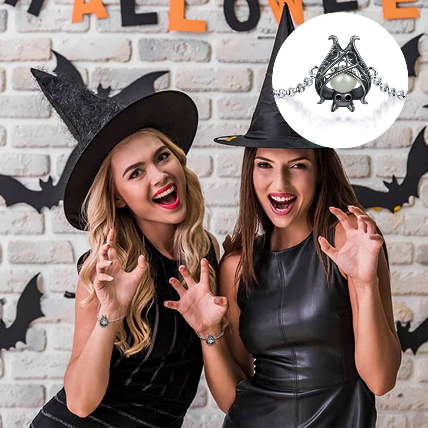 925 Sterling Silver Bat Necklace Earrings Bracelet Cute Animal Glowing in the Dark Halloween Jewelry Gift for Women Girl Apparel & Accessories > Jewelry > Bracelets APOTIE   