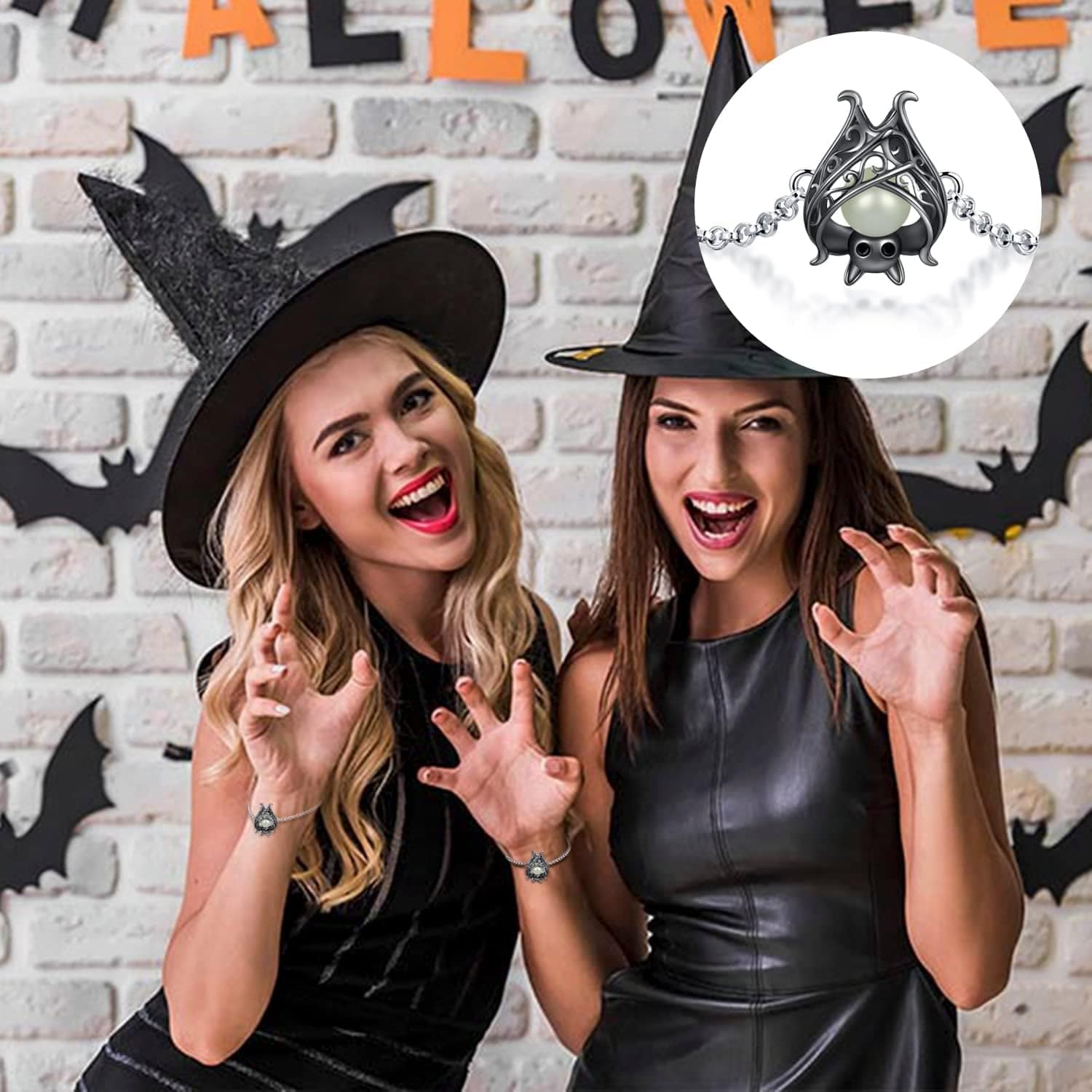 925 Sterling Silver Bat Necklace Earrings Bracelet Cute Animal Glowing in the Dark Halloween Jewelry Gift for Women Girl Apparel & Accessories > Jewelry > Bracelets APOTIE   