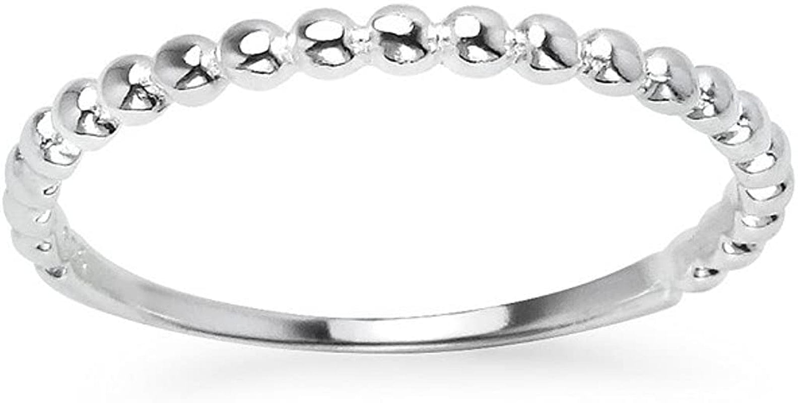 925 Sterling Silver Beaded Ball Stackable Wedding Band Ring | Sizes 5-12
