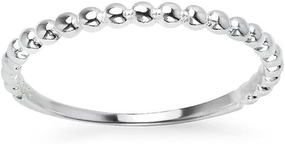 925 Sterling Silver Beaded Ball Stackable Wedding Band Ring | Sizes 5-12