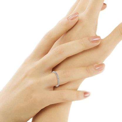 925 Sterling Silver Beaded Ball Stackable Wedding Band Ring | Sizes 5-12