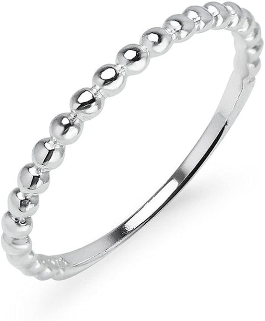 925 Sterling Silver Beaded Ball Stackable Wedding Band Ring | Sizes 5-12 10