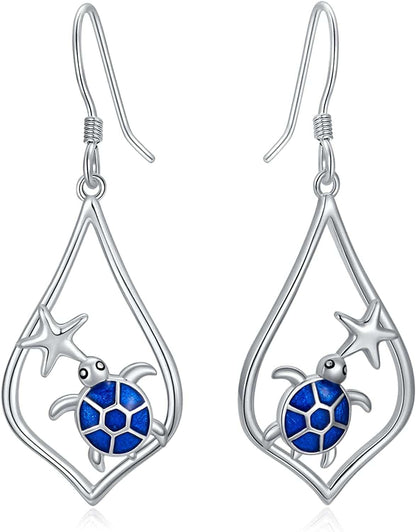 925 Sterling Silver Bee/Hummingbird/Cardinal/Giraffe Drop Dangle Earrings Jewelry Gifts for Women Friends Sea Turtle