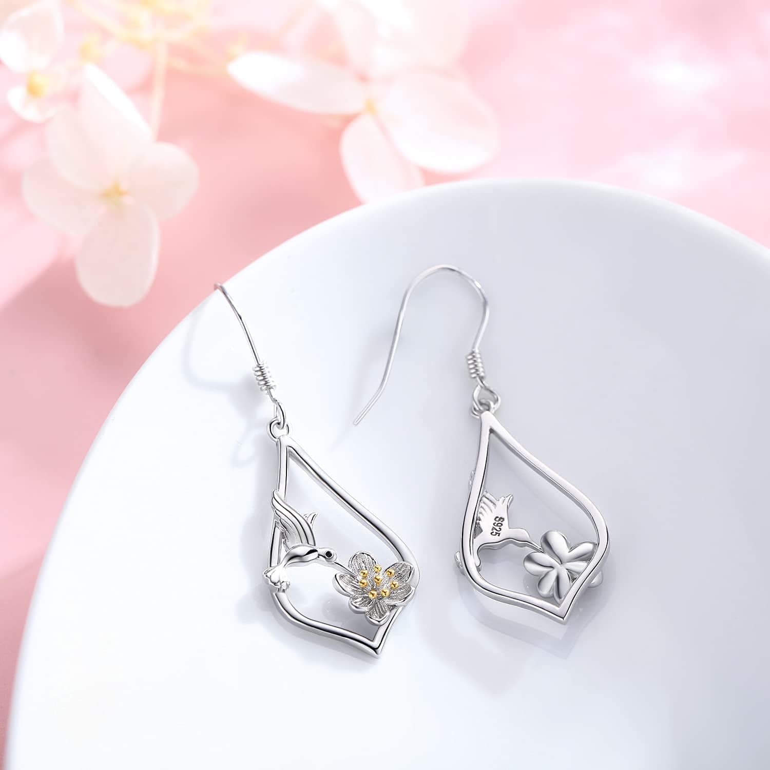 925 Sterling Silver Bee/Hummingbird/Cardinal/Giraffe Drop Dangle Earrings Jewelry Gifts for Women Friends