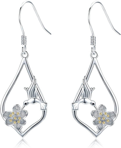 925 Sterling Silver Bee/Hummingbird/Cardinal/Giraffe Drop Dangle Earrings Jewelry Gifts for Women Friends Hummingbird