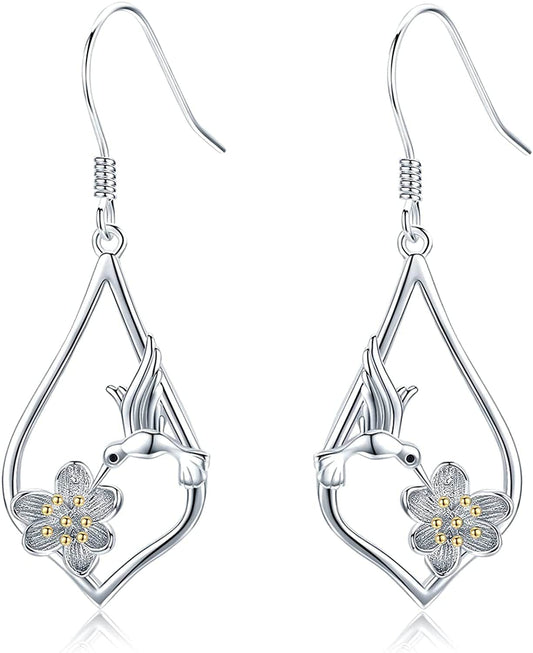 925 Sterling Silver Bee/Hummingbird/Cardinal/Giraffe Drop Dangle Earrings Jewelry Gifts for Women Friends Hummingbird