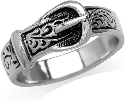925 Sterling Silver Belt Buckle Ring 9
