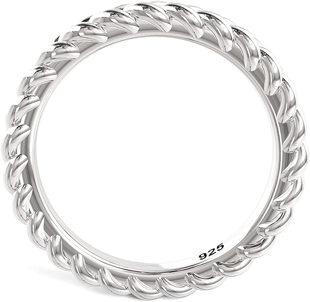 925 Sterling Silver Braid Style Stackable Eternity Ring