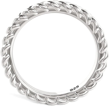 925 Sterling Silver Braid Style Stackable Eternity Ring