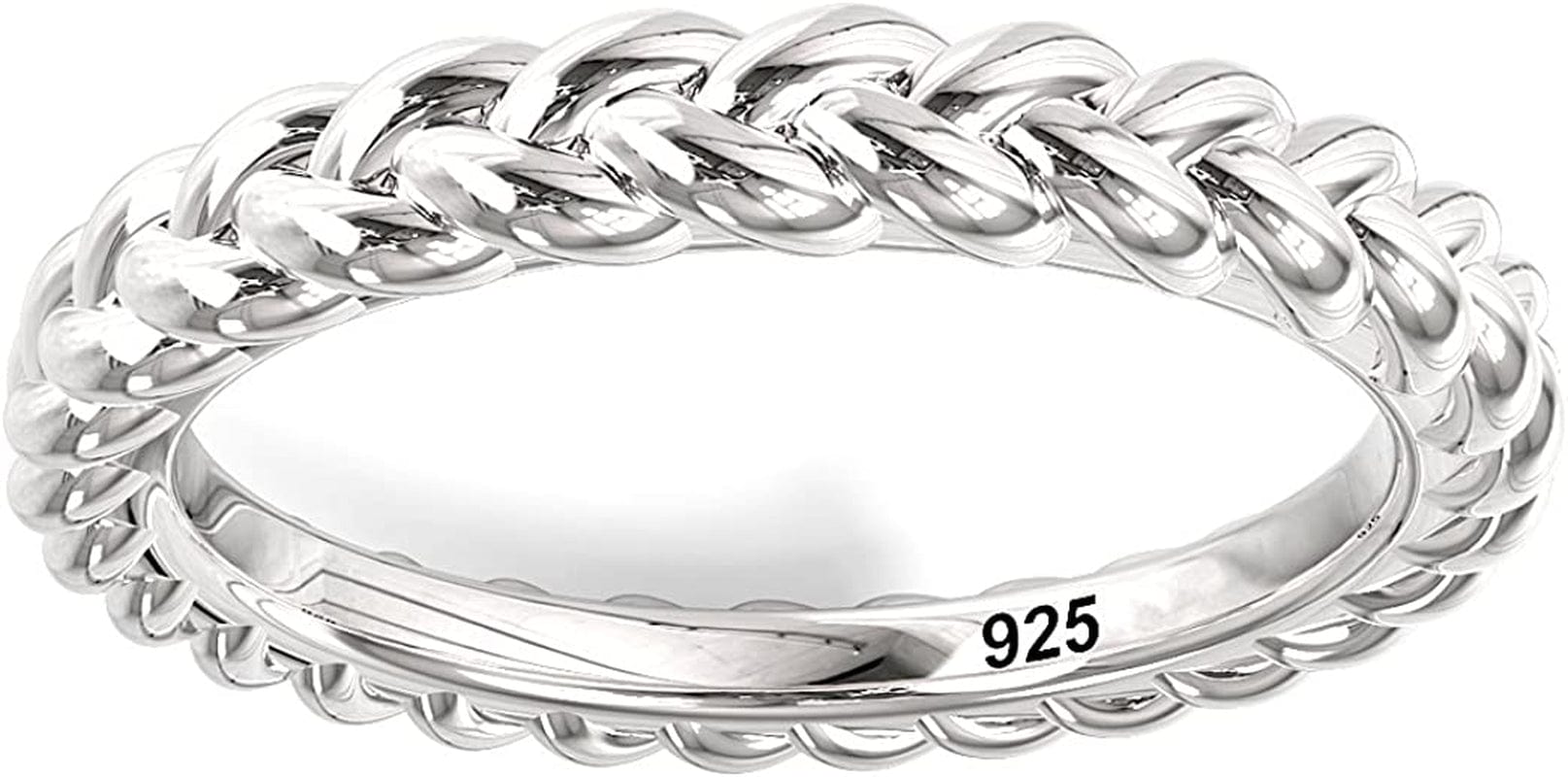 925 Sterling Silver Braid Style Stackable Eternity Ring
