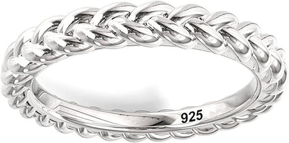 925 Sterling Silver Braid Style Stackable Eternity Ring