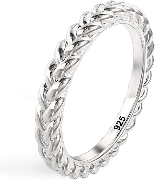 925 Sterling Silver Braid Style Stackable Eternity Ring 4
