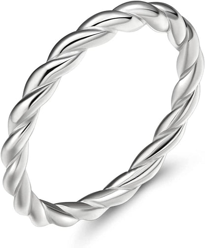 925 Sterling Silver Celtic Knot Ring Simple Criss Cross Infinity Wedding Band for Women Size 3-13 Silver-Rope / 11