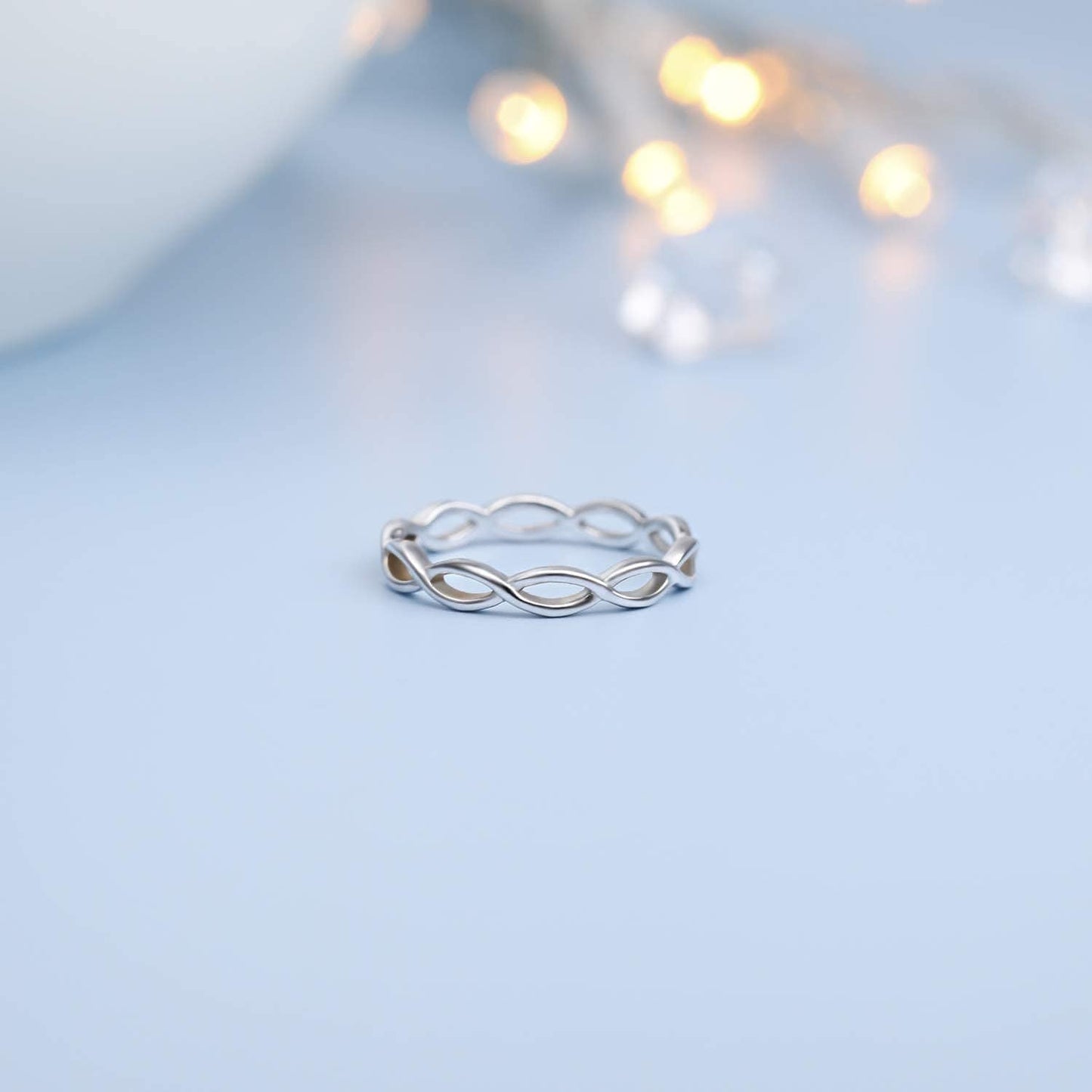 925 Sterling Silver Celtic Knot Ring Simple Criss Cross Infinity Wedding Band for Women Size 3-13