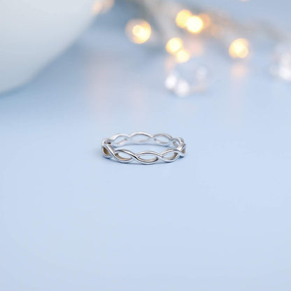 925 Sterling Silver Celtic Knot Ring Simple Criss Cross Infinity Wedding Band for Women Size 3-13
