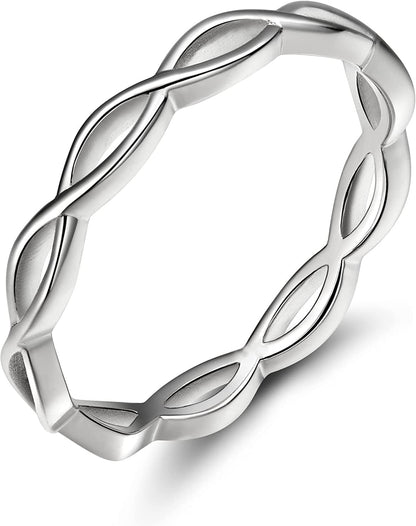 925 Sterling Silver Celtic Knot Ring Simple Criss Cross Infinity Wedding Band for Women Size 3-13 Silver-Knot / 4