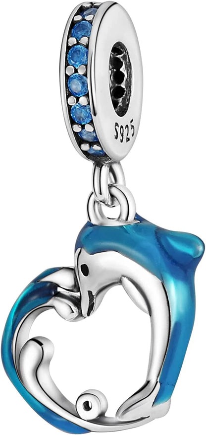 925 Sterling Silver Charms for Bracelets and Necklaces Airplane Passport Dangle Pendants Beads Butterfly Dragonfly Charms Jewelry Gift for Women Girls Cute Dolphin