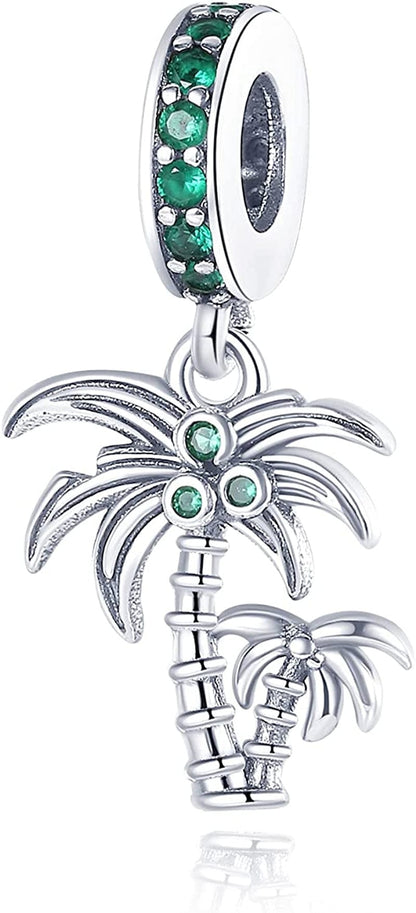925 Sterling Silver Charms for Bracelets and Necklaces Airplane Passport Dangle Pendants Beads Butterfly Dragonfly Charms Jewelry Gift for Women Girls Summer Palm Tree