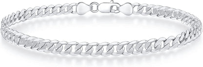 925 Sterling Silver Clasp 5Mm Cuban Link Chain Bracelets for Men Solid Diamond Cut Silver Bracelet for Men Mens Bracelet Chain Bracelets for Men Jewelry Men Gifts Apparel & Accessories > Jewelry > Bracelets BRIJEWNES Length:9 Inches  