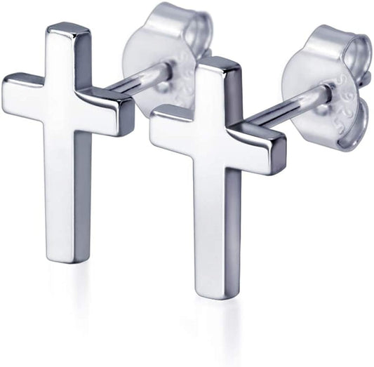 925 Sterling Silver Cross Stud Earrings Fashion Earrings Cross Earrings Silver