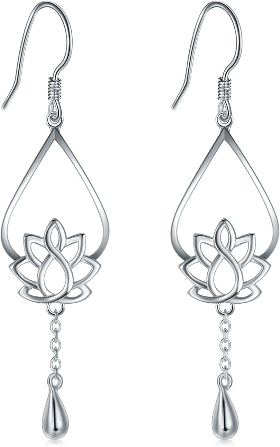 925 Sterling Silver Earrings, Boruo Lotus Flower Yoga Earrings Apparel & Accessories > Jewelry > Earrings BORUO Lotus Flower 1  