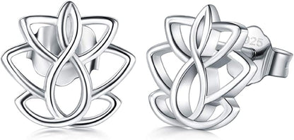 925 Sterling Silver Earrings, Boruo Lotus Flower Yoga Earrings Apparel & Accessories > Jewelry > Earrings BORUO Lotus Flower 4  