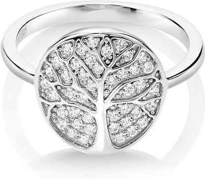 925 Sterling Silver Gorgeous White Tree of Life Women Ring Set with Zirconia (Available in Size 5, 6, 7, 8, 9) 5