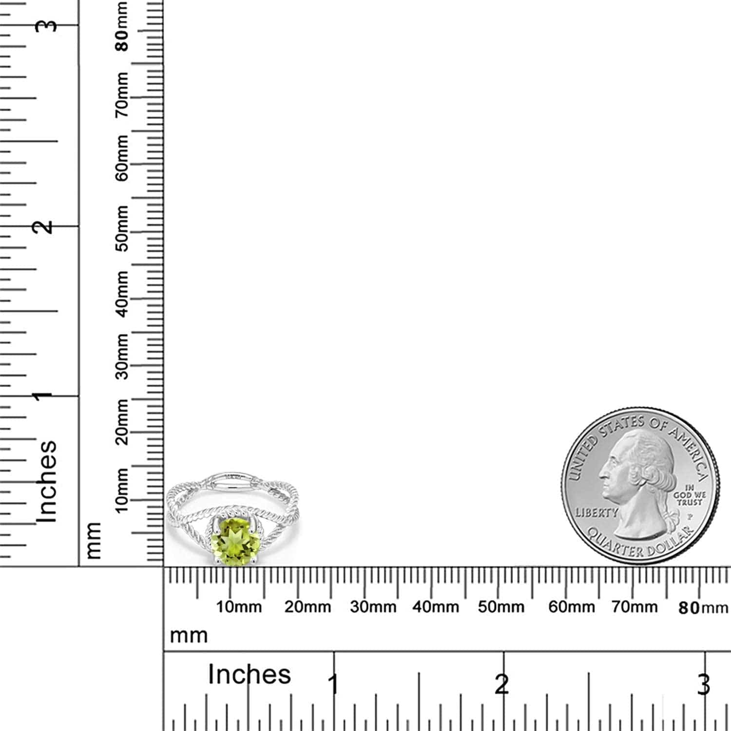 925 Sterling Silver Green Peridot Women Solitaire Ring (1.35 Ct Round, Gemstone Birthstone, Available in Size 5, 6, 7, 8, 9)