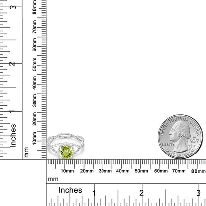 925 Sterling Silver Green Peridot Women Solitaire Ring (1.35 Ct Round, Gemstone Birthstone, Available in Size 5, 6, 7, 8, 9)