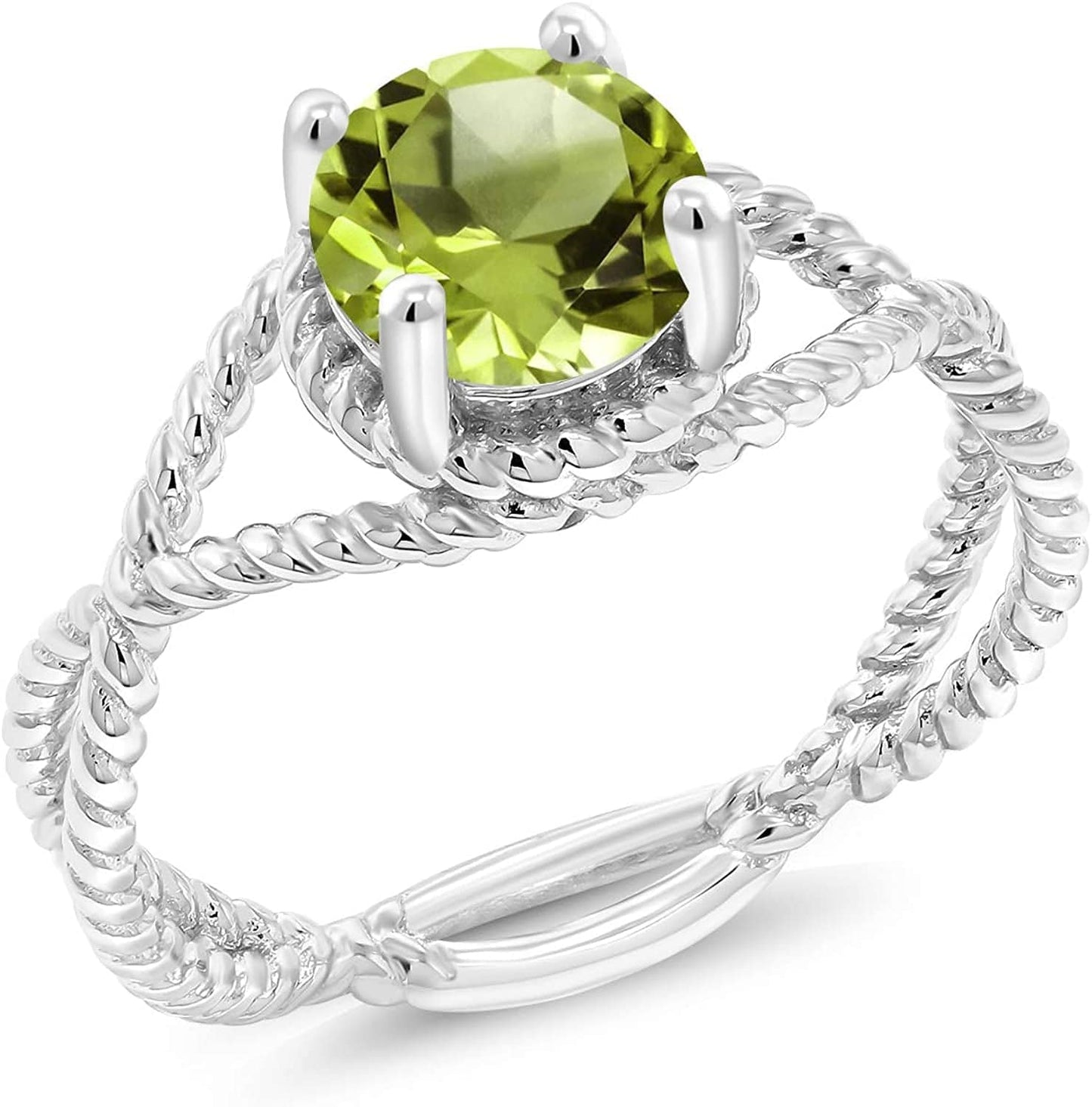 925 Sterling Silver Green Peridot Women Solitaire Ring (1.35 Ct Round, Gemstone Birthstone, Available in Size 5, 6, 7, 8, 9) 7