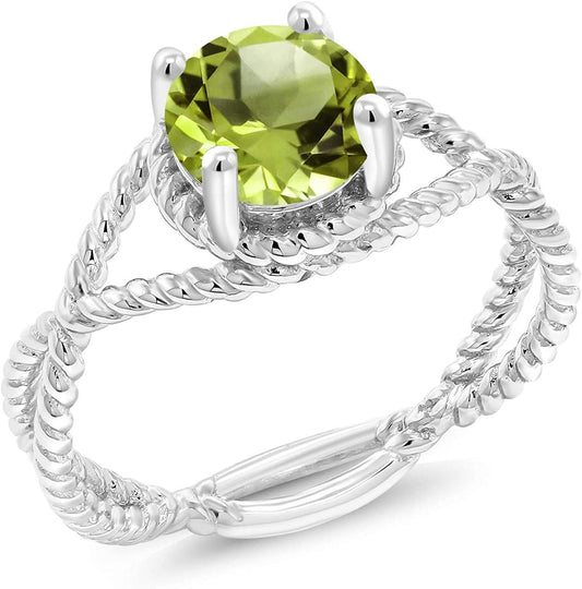 925 Sterling Silver Green Peridot Women Solitaire Ring (1.35 Ct Round, Gemstone Birthstone, Available in Size 5, 6, 7, 8, 9) 7