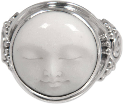 .925 Sterling Silver Handcrafted Cocktail Ring 'Face of the Moon'