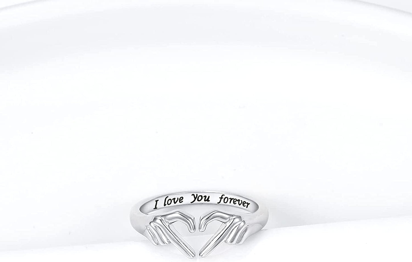 925-Sterling-Silver Heart Claddagh Rings for Women - Adjustable White/18K/Rose Gold Plated Irish Claddagh Ring Friendship Promise Love Heart Jewelry Rings Christmas Gifts for Women Friends Teen Girls (White Gold Plated)