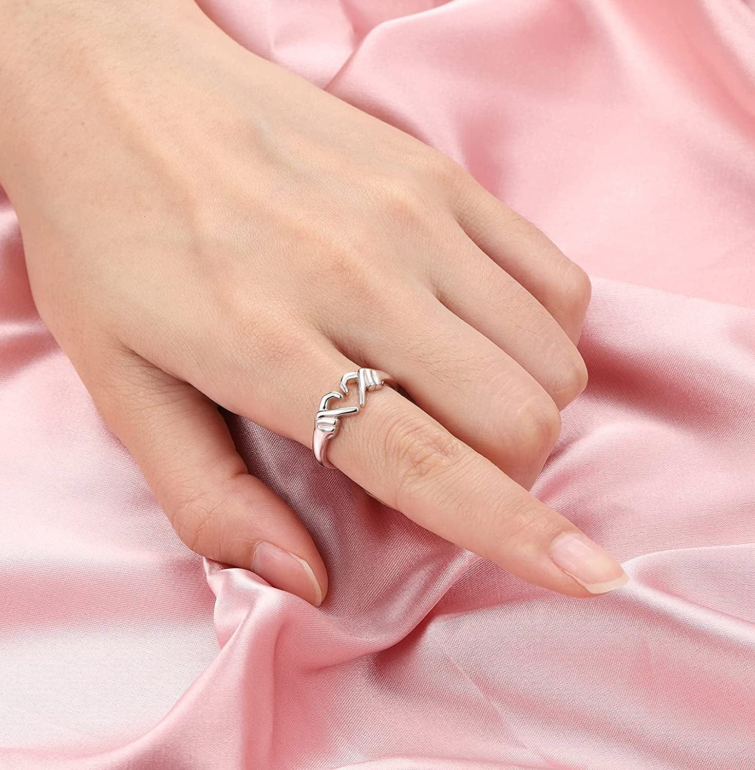 925-Sterling-Silver Heart Claddagh Rings for Women - Adjustable White/18K/Rose Gold Plated Irish Claddagh Ring Friendship Promise Love Heart Jewelry Rings Christmas Gifts for Women Friends Teen Girls (White Gold Plated)