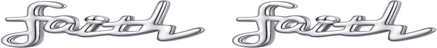 925 Sterling Silver Infinity Love of God Simple Dainty Faith Cross Dangle Earrings Religious Gift for Women Girls Faith Stud