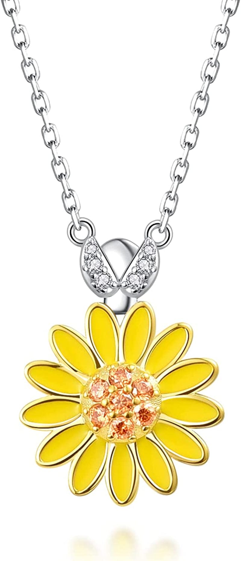 925 Sterling Silver Ladybug Daisy Leaves Necklace Earrings Rings Pendant Anklet Jewelry Set Apparel & Accessories > Jewelry > Anklets oGoodsunj Ladybug Sunflower Pendant  