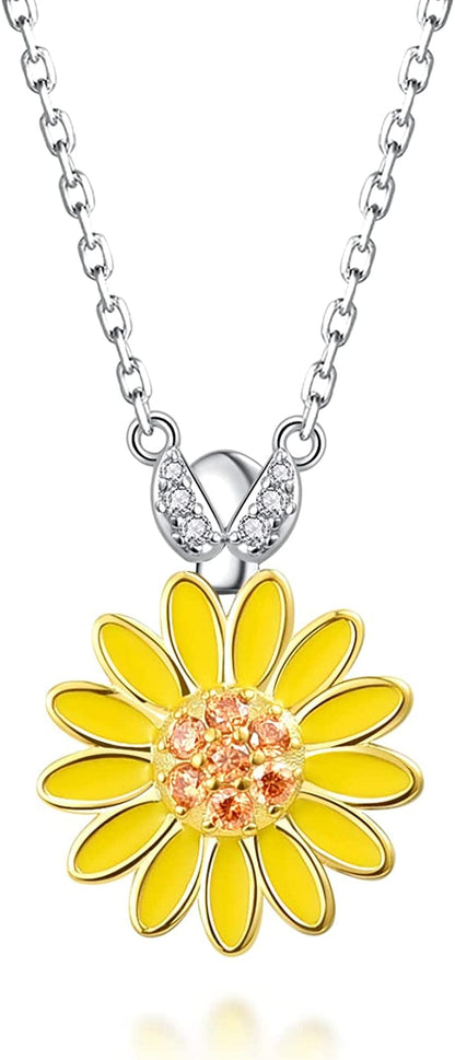 925 Sterling Silver Ladybug Daisy Leaves Necklace Earrings Rings Pendant Anklet Jewelry Set Apparel & Accessories > Jewelry > Anklets oGoodsunj Ladybug Sunflower Pendant  