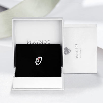 925 Sterling Silver Leaf Birthstone Rings Adjustable Open Ring for Women with Jewelry Box Size 7-9