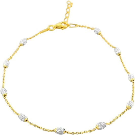 925 Sterling Silver Link Chain Anklet Bracelet Apparel & Accessories > Jewelry > Anklets My Daily Styles Yellow and White  