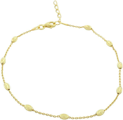 925 Sterling Silver Link Chain Anklet Bracelet Apparel & Accessories > Jewelry > Anklets My Daily Styles Yellow  