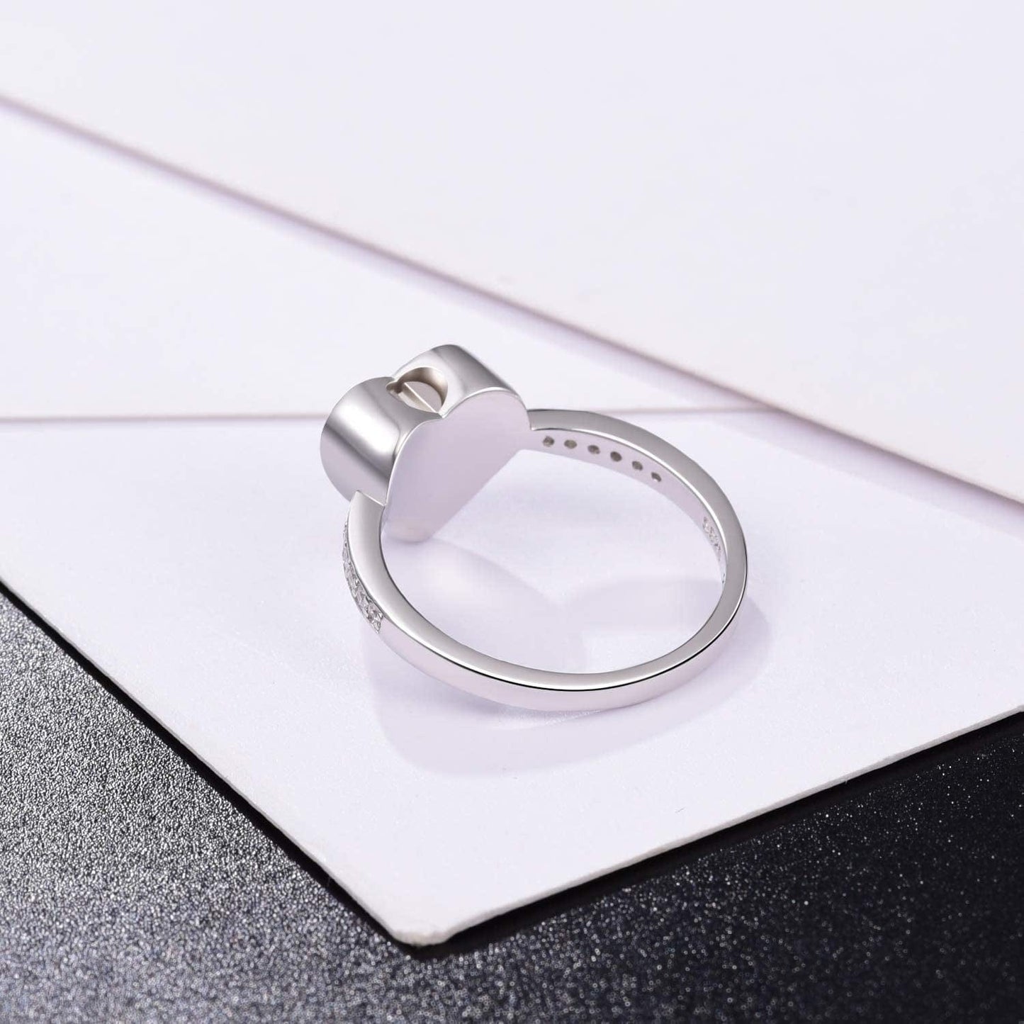925 Sterling Silver Love Heart Urn Ring for Pet Dog Cat'S Ashes Keepsake Memorial Tiny Jewelry Forever in My Heart Paw Print Cremation Finger Rings