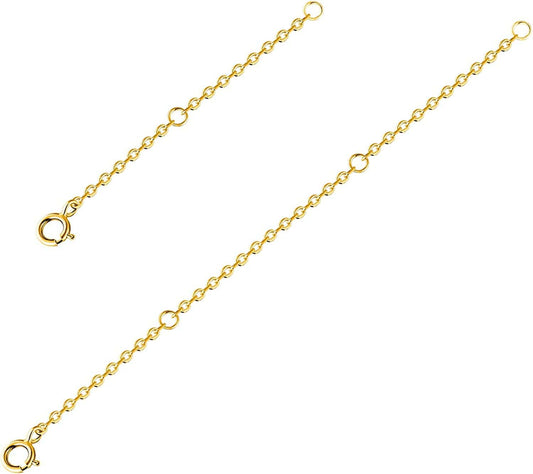 925 Sterling Silver Necklace Extenders Adjustable Extension Chain for Necklace Bracelet Anklet 2 Pcs Apparel & Accessories > Jewelry > Anklets VOLUKA B-Gold plated extenders(2"+4")  